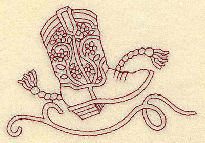 Embroidery Design: Redwork cowboy boot rope and swirl<br> 3.88w X 2.64h | Embroidery Legacy Embroidery Design: Redwork cowboy boot rope and swirl<br> 3.88w X 2.64h