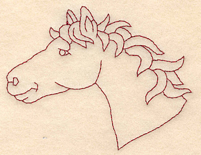 Embroidery Design: Redwork horse head   <br> 3.87w X 3.00h