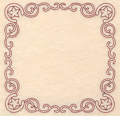 Embroidery Design: Redwork border swirls and horseshoes<br> 4.95w X 4.95h
