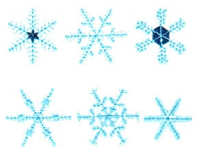 Embroidery Design: Six Snowflakes<br>3.80" x 2.84"