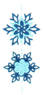 Embroidery Design: Two Vertical Snowflakes<br>1.93" x 4.59"