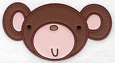 Embroidery Design: Monkey head applique large<br> 6.84w X 3.70h