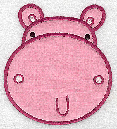 Embroidery Design: Hippo head applique large<br> 4.39w X 4.96h