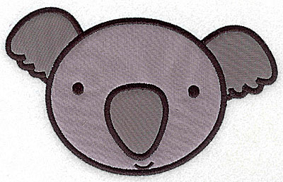 Embroidery Design: Koala bear head applique large<br> 6.53w X 4.09h