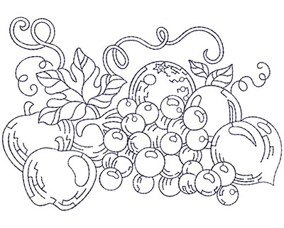 Embroidery Design: Grapes and Apples Lg<br> 5.86w X 4.06h | Embroidery Legacy Embroidery Design: Grapes and Apples Lg<br> 5.86w X 4.06h