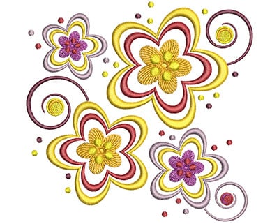 Embroidery Design: Floral Flowers Lg<br> 4.91w X 4.76h