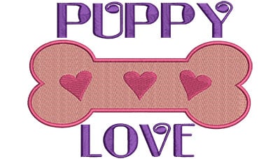 Embroidery Design: Puppy Love A<br> 6.39w X 4.52h