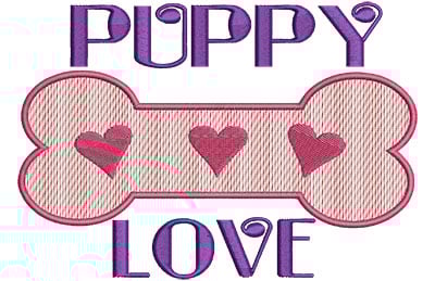 Embroidery Design: Puppy Love B<br> 6.39w X 4.52h | Embroidery Legacy Embroidery Design: Puppy Love B<br> 6.39w X 4.52h