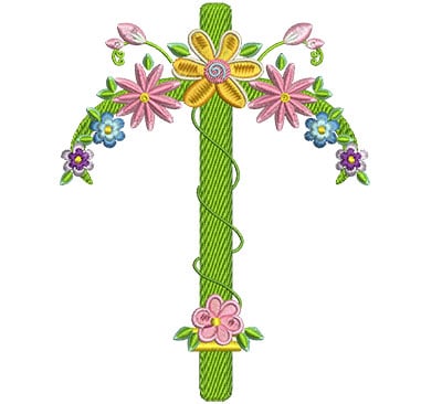 Embroidery Design: Floral Cross 3<br> 4.60w X 6.02h
