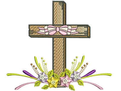 Embroidery Design: Floral Cross 5<br> 5.21w X 4.49h