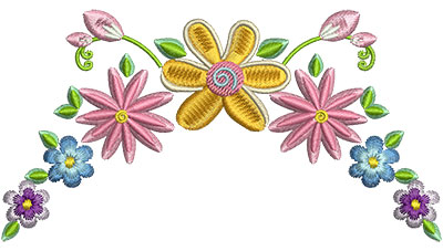 Embroidery Design: Floral Embellishment<br> 4.96w X 2.65h