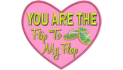 Embroidery Design: Flip To My Flop<br> 5.16w X 4.51h