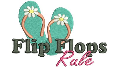 Embroidery Design: Flip Flops Rule<br> 5.70w X 4.04h | Embroidery Legacy Embroidery Design: Flip Flops Rule<br> 5.70w X 4.04h