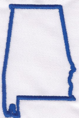 Embroidery Design: Alabama Outline<br>3.35" x 2.19"