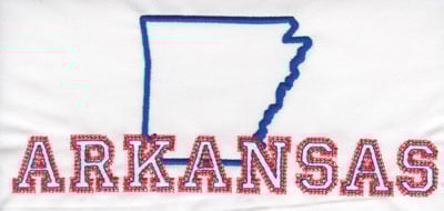 Embroidery Design: Arkansas Outline and Name<br>3.36" x 8.01" | Embroidery Legacy Embroidery Design: Arkansas Outline and Name<br>3.36" x 8.01"