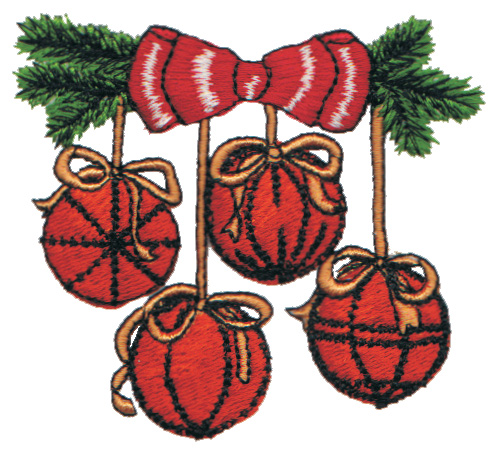 Embroidery Design: Four Hanging Bulb Decoration<br>3.23" x 2.90"