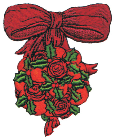 Embroidery Design: Orange & Rose Mistletoe<br>2.38" x 2.91"
