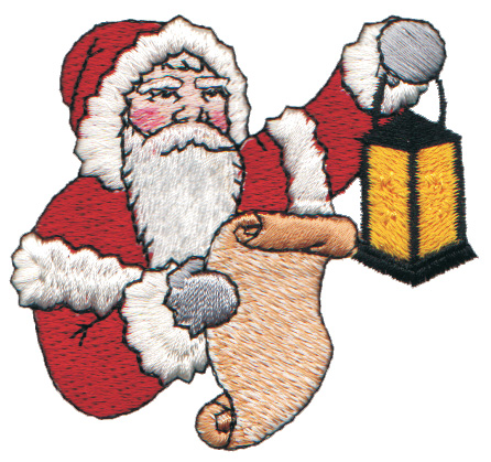 Embroidery Design: Santa Checking his List Twice<br>2.88" x 2.65"