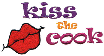 Embroidery Design: Kiss the Cook<br>5.01" x 2.64"