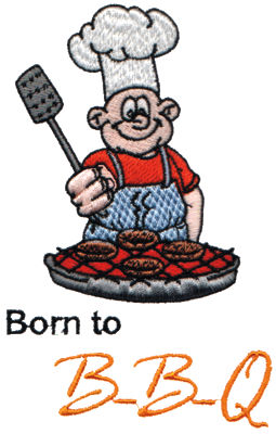 Embroidery Design: Born to BBQ<br>3.59" x 5.69"