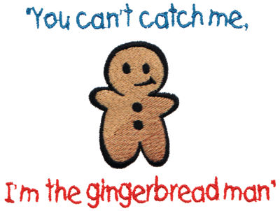 Embroidery Design: I'm the Gingerbread Man<br>4.75" x 3.58"