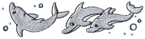 Embroidery Design: Dolphins<br>5.96" x 1.57"