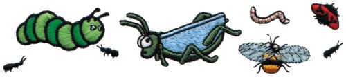 Embroidery Design: Insects<br>5.95" x 1.33" | Embroidery Legacy Embroidery Design: Insects<br>5.95" x 1.33"
