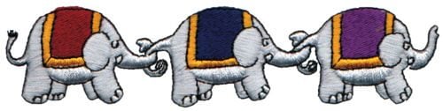 Embroidery Design: Elephants<br>5.84" x 1.37"