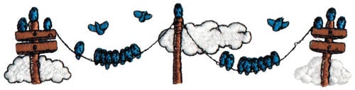Embroidery Design: Birds on Telephone Lines<br>6.47" x 1.55" | Embroidery Legacy Embroidery Design: Birds on Telephone Lines<br>6.47" x 1.55"