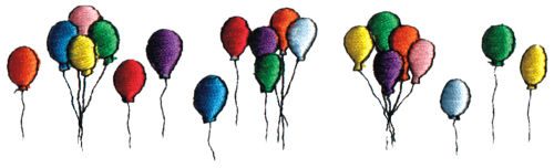 Embroidery Design: Balloons<br>5.93" x 1.72"
