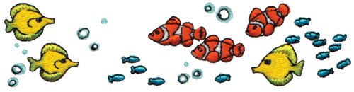 Embroidery Design: School of Fish<br>5.99" x 1.49"