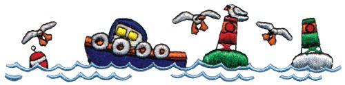 Embroidery Design: Tug Boat<br>6.05" x 1.45"