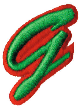 Embroidery Design: Script Foam G<br>1.77" x 2.23"