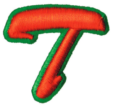 Embroidery Design: Script Foam T<br>2.28" x 2.19"