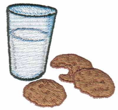 Embroidery Design: Cookies & Milk<br>2.40" x 2.16"
