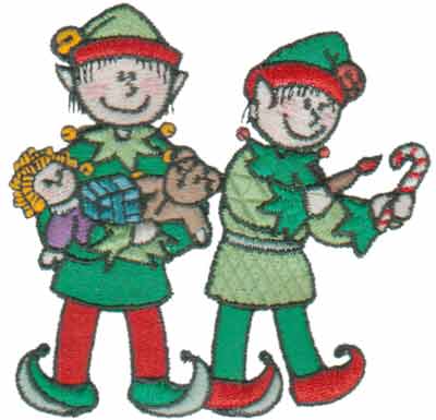 Embroidery Design: Busy Little Elves<br>3.45" x 3.36"