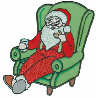 Embroidery Design: Santa in Armchair Applique<br>5.92" x 6.01"