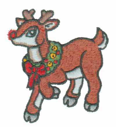 Embroidery Design: Rudolph the Reindeer<br>2.67" x 2.93"
