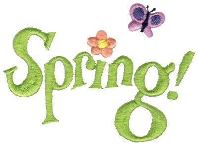Embroidery Design: Spring! & Butterfly<br>3.47" x 2.49"