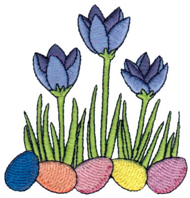 Embroidery Design: Crocuses in Garden<br>3.46" x 3.58"