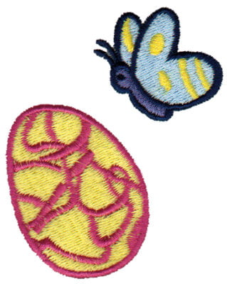 Embroidery Design: Abstract Egg & Butterfly<br>2.35" x 3.00"