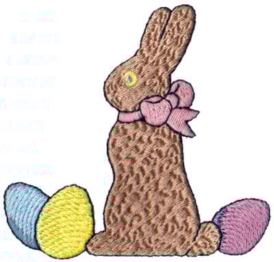 Embroidery Design: Chocolate Easter Bunny<br>3.35" x 3.16"