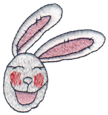 Embroidery Design: Laughing Bunny Head<br>2.44" x 2.44"