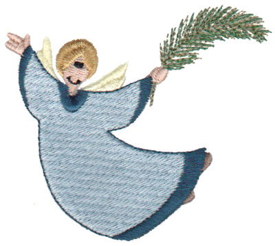 Embroidery Design: Angel with Palm Leaf<br>3.41" x 3.05"