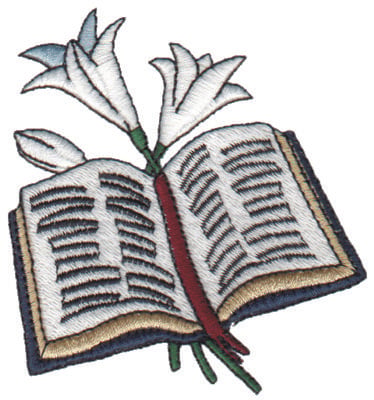 Embroidery Design: Bible & Lilies<br>3.14" x 3.28"