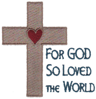 Embroidery Design: For God So Loved the World<br>3.39" x 3.42" | Embroidery Legacy Embroidery Design: For God So Loved the World<br>3.39" x 3.42"