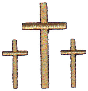 Embroidery Design: Trinity of Crosses<br>2.00" x 2.02"