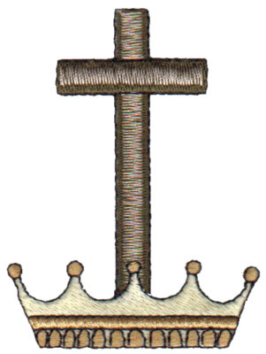 Embroidery Design: Cross & Crown<br>2.59" x 3.42"