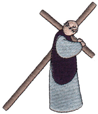 Embroidery Design: Carrying Cross<br>3.21" x 3.35"