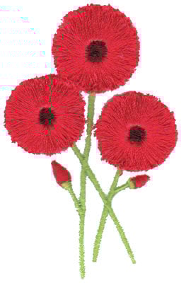 Embroidery Design: Hot Pink Flowers<br>1.95" x 3.17"